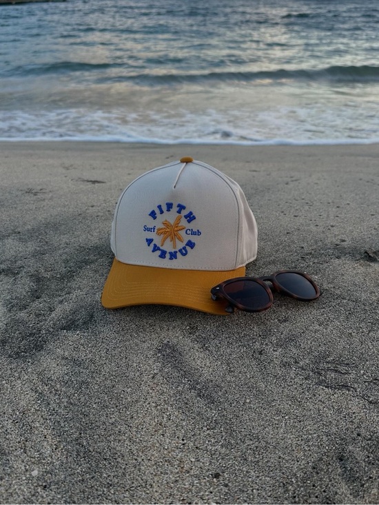 Sundays Best NYC Other - Fifth Ave. Surf Club | Two-Tone Embroidered Surf Club Cap - Cream and Mustard